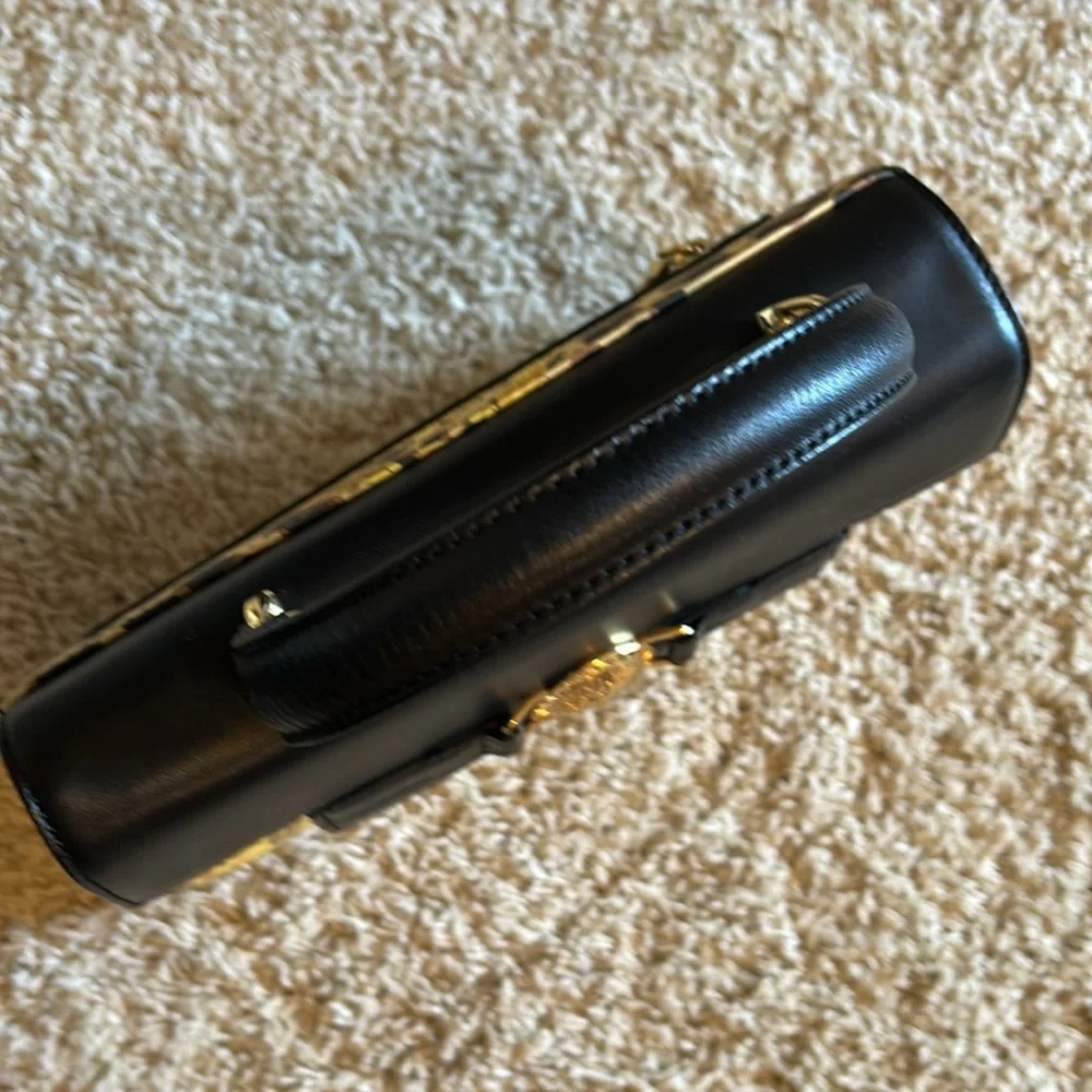 Versace Baroque Kelly Yellow and Black Top Handle Bag- Gorgeous! - Picture 7 of 12